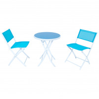 LeisureMod SCT19BU Outdoor Bistro Folding Table Chairs Set