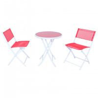 LeisureMod SCT19R Outdoor Bistro Folding Table Chairs Set