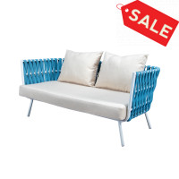 LeisureMod SL64BU Spencer Modern Outdoor Rope Loveseat With Cushions
