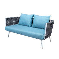 LeisureMod SL64GR Spencer Modern Outdoor Rope Loveseat With Cushions