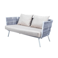 LeisureMod SL64LGR Spencer Modern Outdoor Rope Loveseat With Cushions