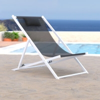LeisureMod SLC22BL Sunset Outdoor Sling Lounge Chair With Headrest