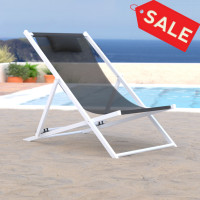 LeisureMod SLC22BL Sunset Outdoor Sling Lounge Chair With Headrest