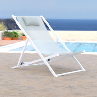 LeisureMod SLC22GR Sunset Outdoor Sling Lounge Chair With Headrest