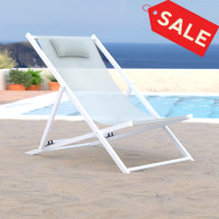 LeisureMod SLC22GR Sunset Outdoor Sling Lounge Chair With Headrest