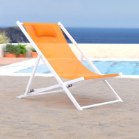 LeisureMod SLC22OR Sunset Outdoor Sling Lounge Chair With Headrest