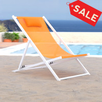 LeisureMod SLC22OR Sunset Outdoor Sling Lounge Chair With Headrest