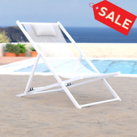 LeisureMod SLC22W Sunset Outoor Sling Lounge Chair With Headrest