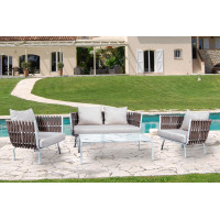 LeisureMod SLT64BR Spencer Rope 4 Piece Outdoor Conversation Set