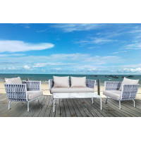 LeisureMod SLT64LGR Spencer Rope 4 Piece Outdoor Conversation Set