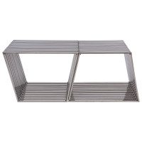 LeisureMod TZB21SS2 Modern Stainless Steel Trapezium Bench, Set of 2