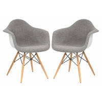LeisureMod W24GRT2 Willow Fabric Eiffel Accent Chair, Set of 2