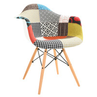 LeisureMod W24M Willow Multi-Colored Patchwork Fabric Eiffel Accent Chair