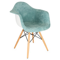 LeisureMod W24VTL Willow Velvet Eiffel Wooden Base Accent Chair