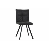 LeisureMod WC18BL Wesley Modern Leather Dining Chair With Metal Legs