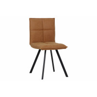 LeisureMod WC18BR Wesley Modern Leather Dining Chair With Metal Legs