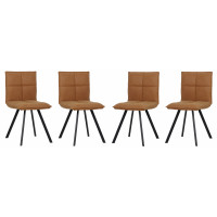 LeisureMod WC18BR4 Wesley Modern Leather Dining Chair With Metal Legs Set of 4