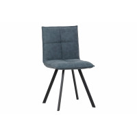 LeisureMod WC18BU Wesley Modern Leather Dining Chair With Metal Legs