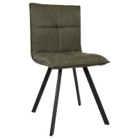 LeisureMod WC18G Wesley Modern Leather Dining Chair With Metal Legs