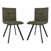 LeisureMod WC18G2 Wesley Modern Leather Dining Chair With Metal Legs Set of 2