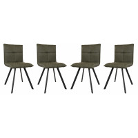 LeisureMod WC18G4 Wesley Modern Leather Dining Chair With Metal Legs Set of 4