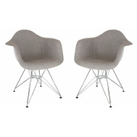 LeisureMod WM24GRT2 Willow Fabric Eiffel Accent Chair, Set of 2