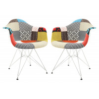 LeisureMod WM24M2 Willow Fabric Eiffel Accent Chair, Set of 2