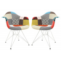 LeisureMod WM24M2 Willow Fabric Eiffel Accent Chair, Set of 2