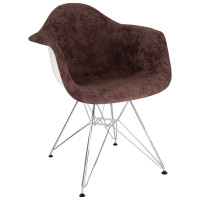 LeisureMod WM24VBR Willow Velvet Eiffel Metal Base Accent Chair