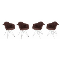 LeisureMod WM24VBR4 Willow Velvet Eiffel Metal Base Accent Chair Set of 4