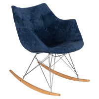 LeisureMod WR24VBU Willow Velvet Eiffel Base Rocking Chair