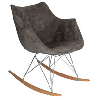 LeisureMod WR24VDBR Willow Velvet Eiffel Base Rocking Chair