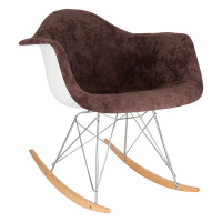 LeisureMod WR25VBR Wilson Velvet Eiffel Base Rocking Chair