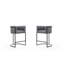 Manhattan Comfort 2-CS008-GY Cosmopolitan 33.8 in. Grey and Black Metal Counter Height Bar Stool (Set of 2)