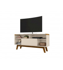 Manhattan Comfort 245BMC12 Camberly 53.54 TV Stand with 5 Shelves in Off White and Cinnamon