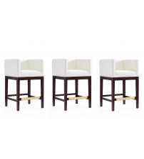 Manhattan Comfort 3-CS005-IV Kingsley 34 in. Ivory and Dark Walnut Beech Wood Counter Height Bar Stool (Set of 3)