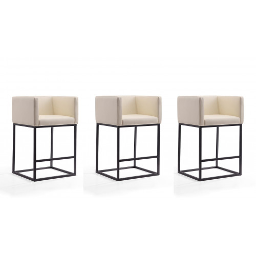 Set of 3 Manhattan Comfort Ambassador Mid Century Modern Home Kitchen Counter Bar Stool Cream Set of 3 Manhattan Comfort Ambassador Mid Century Modern Home Kitchen Counter Bar Stool Cream