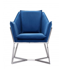 Manhattan Comfort AC052-BL Origami Velvet Accent Chair in Blue