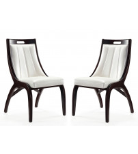 Manhattan Comfort DC024-PW Danube Leatherette Dining Chair   - Set of 2 in Pearl White