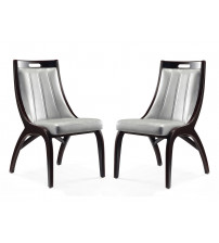 Manhattan Comfort DC024-SV Danube Leatherette Dining Chair   - Set of 2 in Silver