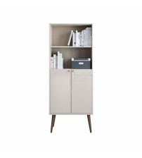 Manhattan Comfort S-89952 Utopia Bookcase in White Gloss and Maple Cream