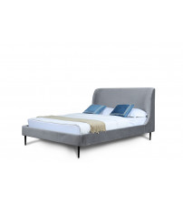 Manhattan Comfort S-BD003-QN-GY Heather Queen Bed in Velvet Grey and Black Legs