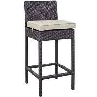 Modway EEI-1006-EXP-BEI Convene Outdoor Patio Fabric Bar Stool in Espresso Beige