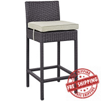 Modway EEI-1006-EXP-BEI Convene Outdoor Patio Fabric Bar Stool in Espresso Beige