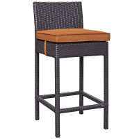 Modway EEI-1006-EXP-ORA Convene Outdoor Patio Fabric Bar Stool in Espresso Orange