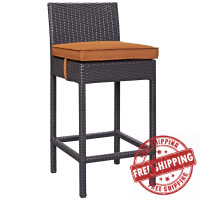 Modway EEI-1006-EXP-ORA Convene Outdoor Patio Fabric Bar Stool in Espresso Orange