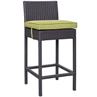 Modway EEI-1006-EXP-PER Convene Outdoor Patio Fabric Bar Stool in Espresso Peridot