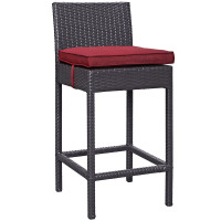 Modway EEI-1006-EXP-RED Convene Outdoor Patio Fabric Bar Stool in Espresso Red