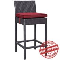 Modway EEI-1006-EXP-RED Convene Outdoor Patio Fabric Bar Stool in Espresso Red