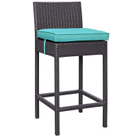 Modway EEI-1006-EXP-TRQ Convene Outdoor Patio Fabric Bar Stool in Espresso Turquoise